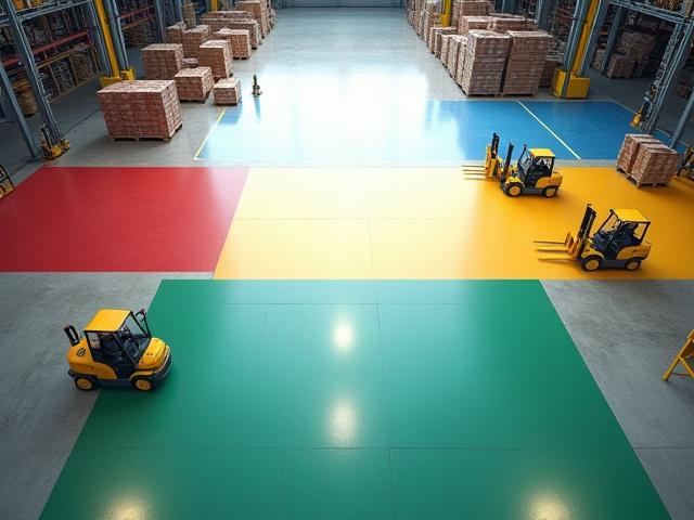 Strategic top-down view of a warehouse layout highlighting color-coded zones for logistics speed
