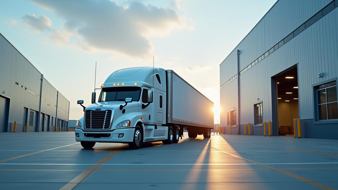 Commercial freight truck at a precision manufacturing loading dock in Piedmont, SC